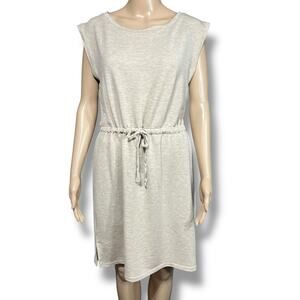 Calvin Klein Womens Blouson Dress Pullover Elastic Waist Boat Neck Beige Medium